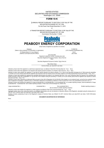 Thumbnail Peabody Energy
 10-K Annual Report 2016