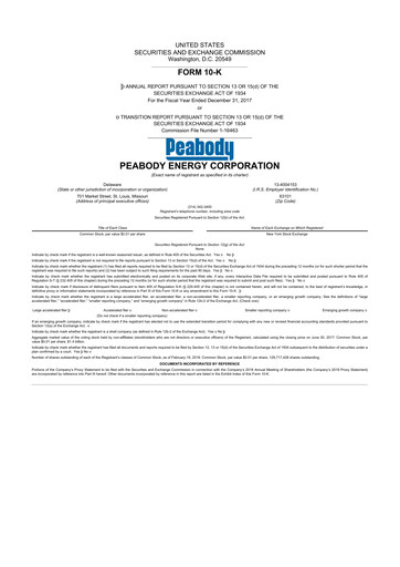 Thumbnail Peabody Energy
 10-K Annual Report 2017