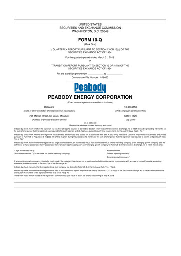 Thumbnail Peabody Energy
 10-Q Quarterly Report FY2018 