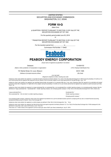 Thumbnail Peabody Energy
 10-Q Quarterly Report FY2018 
