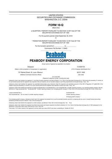 Thumbnail Peabody Energy
 10-Q Quarterly Report FY2018 
