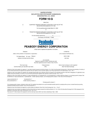 Thumbnail Peabody Energy
 10-Q Quarterly Report FY2020 
