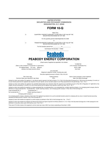 Thumbnail Peabody Energy
 10-Q Quarterly Report FY2020 