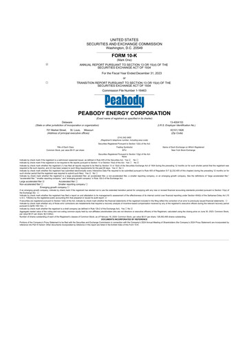 Thumbnail Peabody Energy
 10-K Annual Report 2023