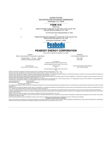 Thumbnail Peabody Energy
 10-K Annual Report 2024
