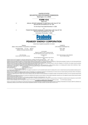Thumbnail Peabody Energy
 10-K Annual Report 2025