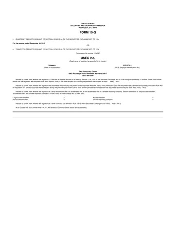 Vorschaubild Centrus Energy 10-Q Quartalsbericht 2010 