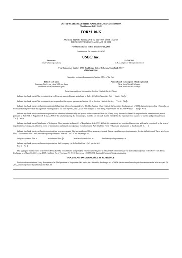 Thumbnail Centrus Energy 10-K Annual Report 2011