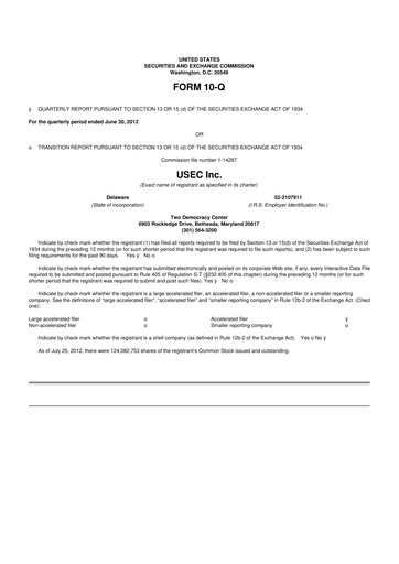 Vorschaubild Centrus Energy 10-Q Quartalsbericht 2012 