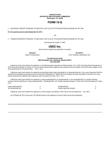 Vorschaubild Centrus Energy 10-Q Quartalsbericht 2012 