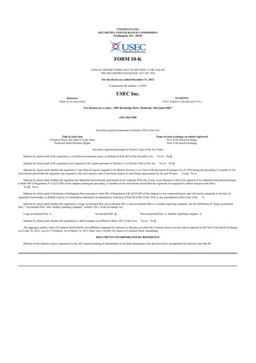 Thumbnail Centrus Energy 10-K Annual Report 2012