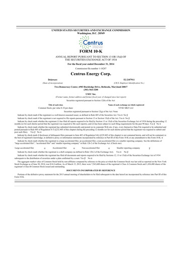 Thumbnail Centrus Energy 10-K Annual Report 2014