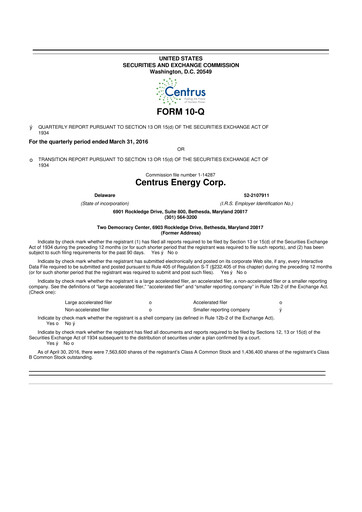 Vorschaubild Centrus Energy 10-Q Quartalsbericht 2016 