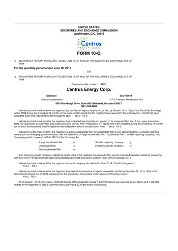 Vorschaubild Centrus Energy 10-Q Quartalsbericht 2018 