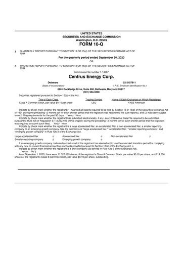 Vorschaubild Centrus Energy 10-Q Quartalsbericht 2020 