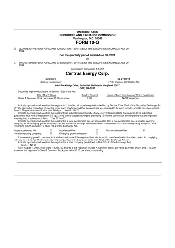 Vorschaubild Centrus Energy 10-Q Quartalsbericht 2021 