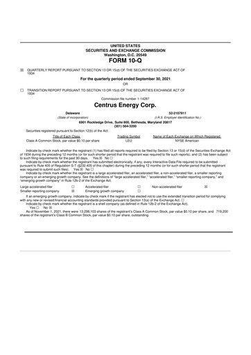 Vorschaubild Centrus Energy 10-Q Quartalsbericht 2021 