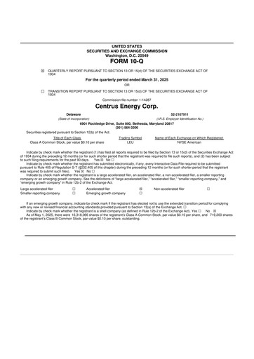 Vorschaubild Centrus Energy 10-Q Quartalsbericht 2025 