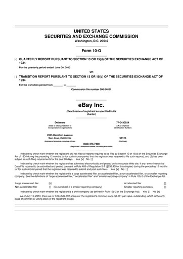 Thumbnail eBay 10-Q Quarterly Report FY2013 