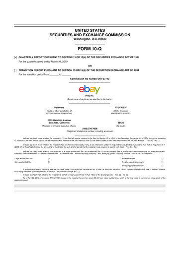 Thumbnail eBay 10-Q Quarterly Report FY2019 