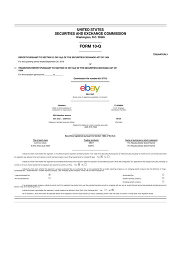 Thumbnail eBay 10-Q Quarterly Report FY2019 