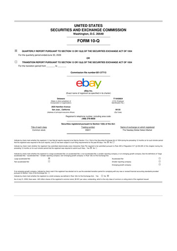 Miniature eBay 10-Q Rapport trimestriel 2026 