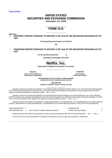 Miniature Netflix 10-Q Rapport trimestriel 2014 