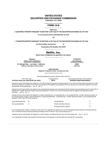 Miniature Netflix 10-Q Rapport trimestriel 2025 