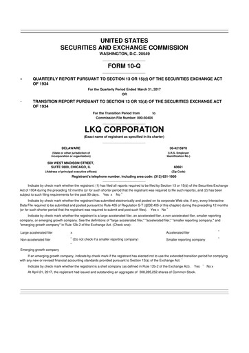 Thumbnail LKQ Corporation 10-Q Quarterly Report FY2017 