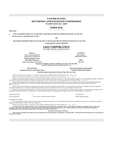 Thumbnail LKQ Corporation 10-K Annual Report 2017