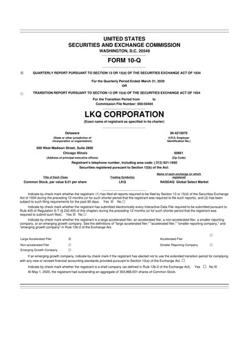 Thumbnail LKQ Corporation 10-Q Quarterly Report FY2020 
