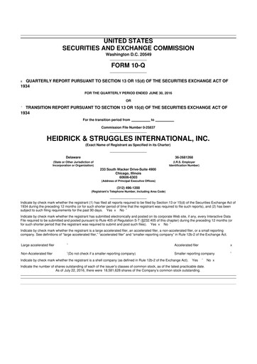 Miniature Heidrick & Struggles

 10-Q Rapport trimestriel 2016 
