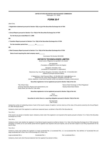 Thumbnail Infosys 20-F Annual Report 