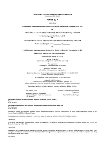 Thumbnail Infosys 20-F Annual Report 