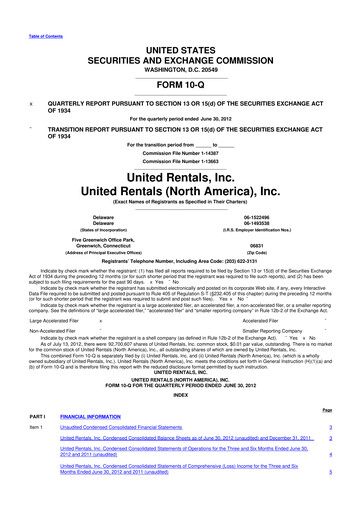 Vorschaubild United Rentals
 10-Q Quartalsbericht 2012 