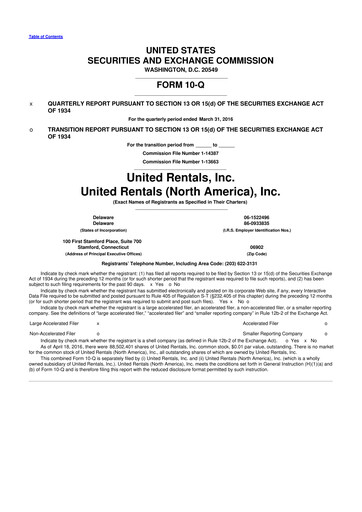 Vorschaubild United Rentals
 10-Q Quartalsbericht 2016 