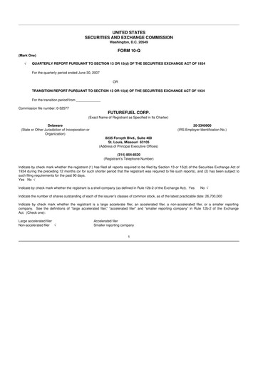 Thumbnail FutureFuel 10-Q Quarterly Report FY 