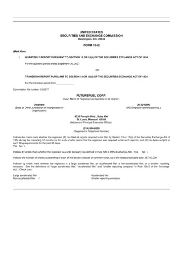 Thumbnail FutureFuel 10-Q Quarterly Report FY 