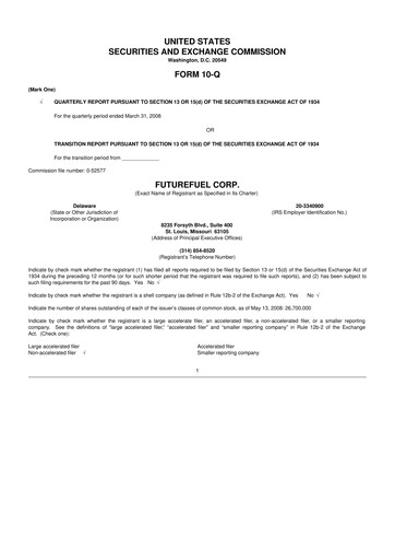 Thumbnail FutureFuel 10-Q Quarterly Report FY 