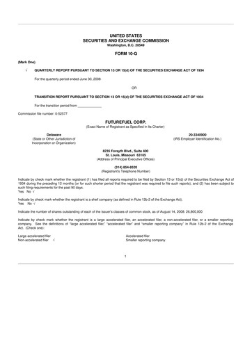 Thumbnail FutureFuel 10-Q Quarterly Report FY 