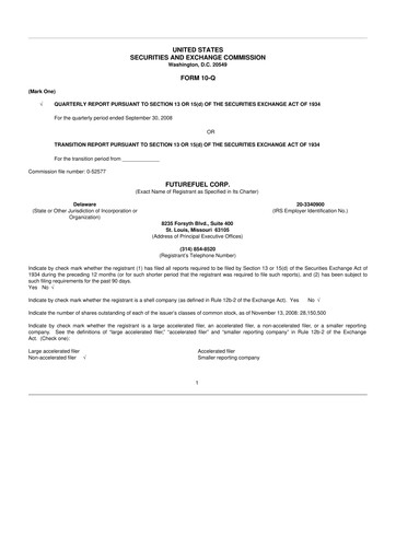 Thumbnail FutureFuel 10-Q Quarterly Report FY 