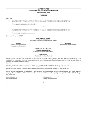 Thumbnail FutureFuel 10-Q Quarterly Report FY 