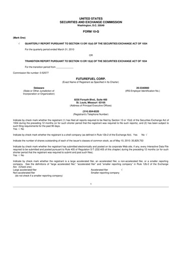 Thumbnail FutureFuel 10-Q Quarterly Report FY 