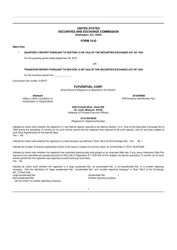 Thumbnail FutureFuel 10-Q Quarterly Report FY 