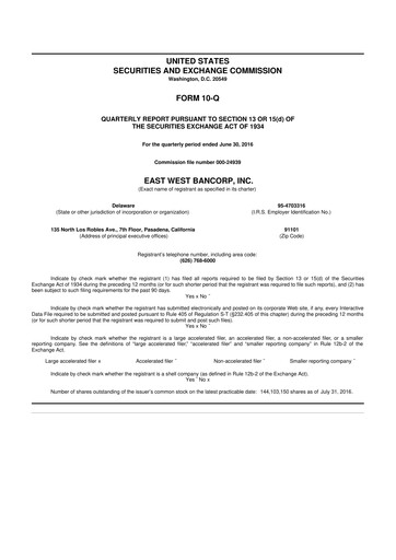 Vorschaubild East West Bancorp
 10-Q Quartalsbericht 2016 