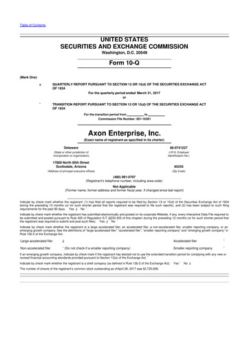 Thumbnail Axon Enterprise
 10-Q Quarterly Report FY2017 