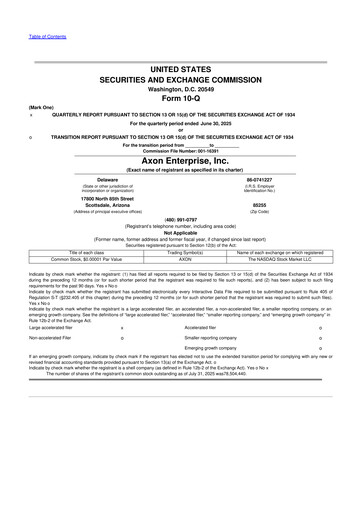 Thumbnail Axon Enterprise
 10-Q Quarterly Report FY2025 