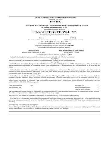 Thumbnail Lennox 10-K Annual Report 2017