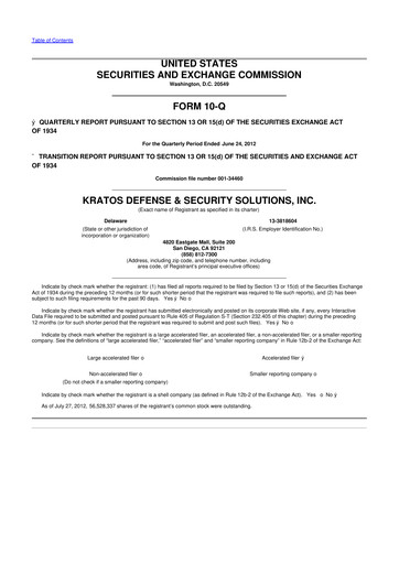 Thumbnail Kratos Defense & Security Solutions 10-Q Quarterly Report FY2012 