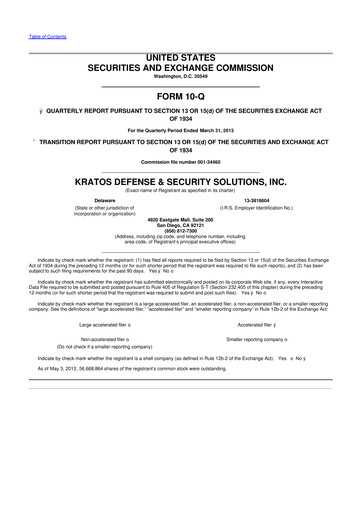 Thumbnail Kratos Defense & Security Solutions 10-Q Quarterly Report FY2013 